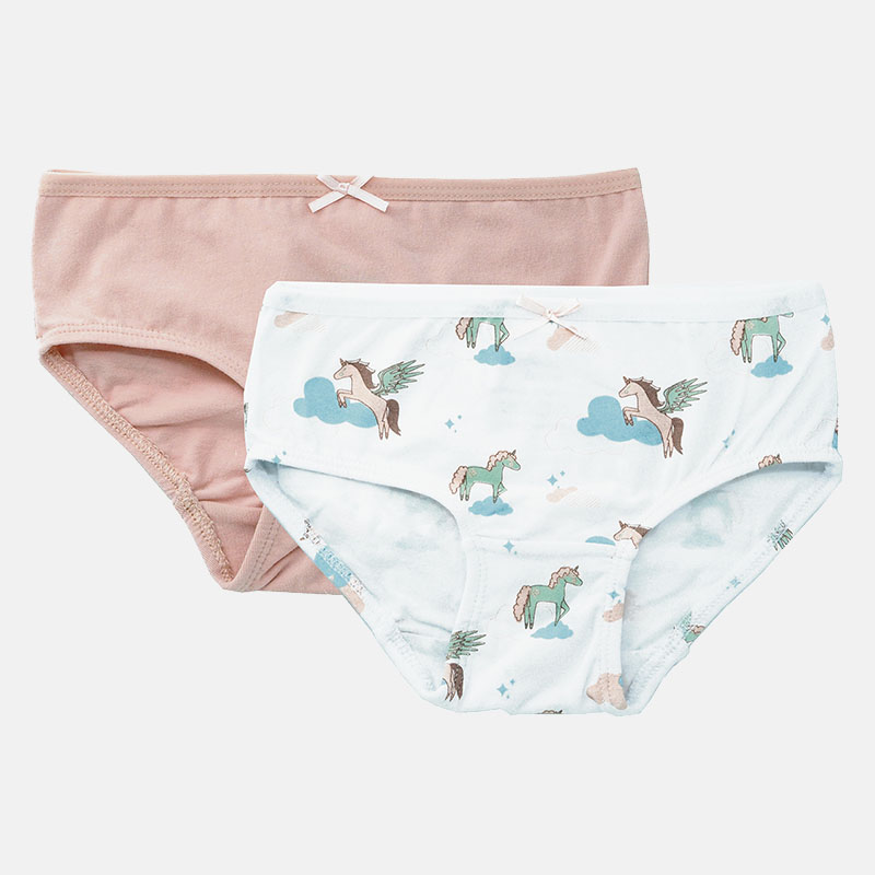 Cotton Brief Girl x2, Pink Cloud and White, hi-res