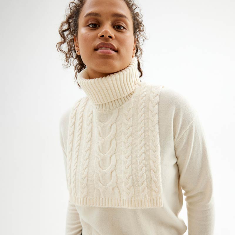 Wool Neck Cable, Ivory, hi-res