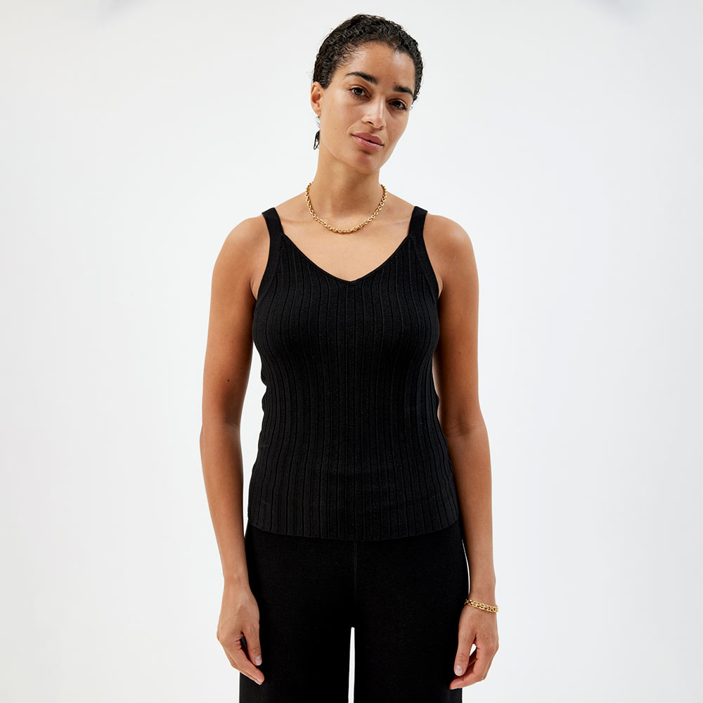 Bilde av Strikket Singlet Bomull - Black