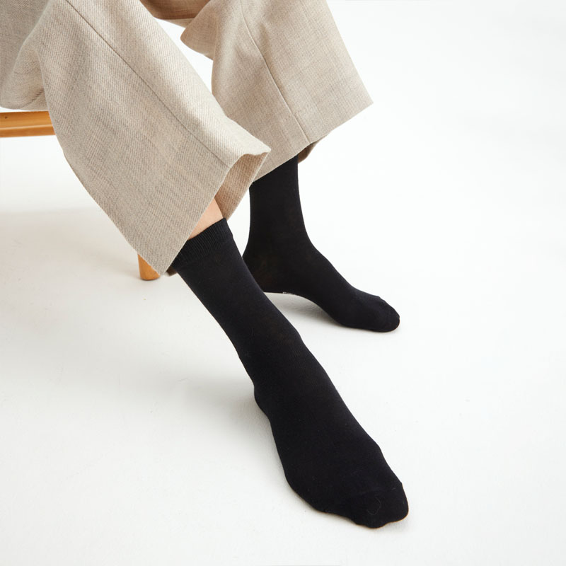Basic luomupuuvillaiset sukat 5-pack, Black, hi-res