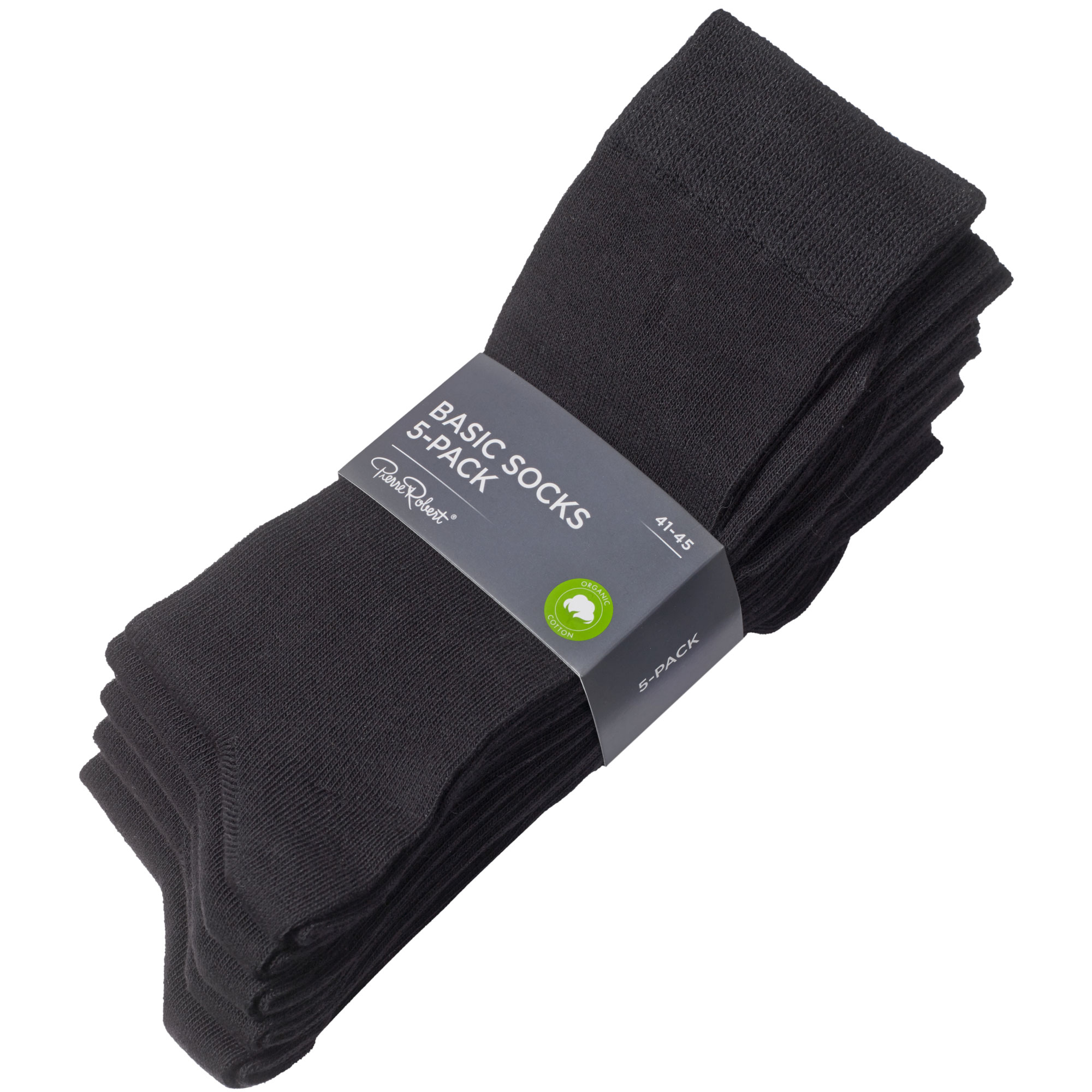 Sokker Økologisk Bomull x5 41-45, Black, hi-res