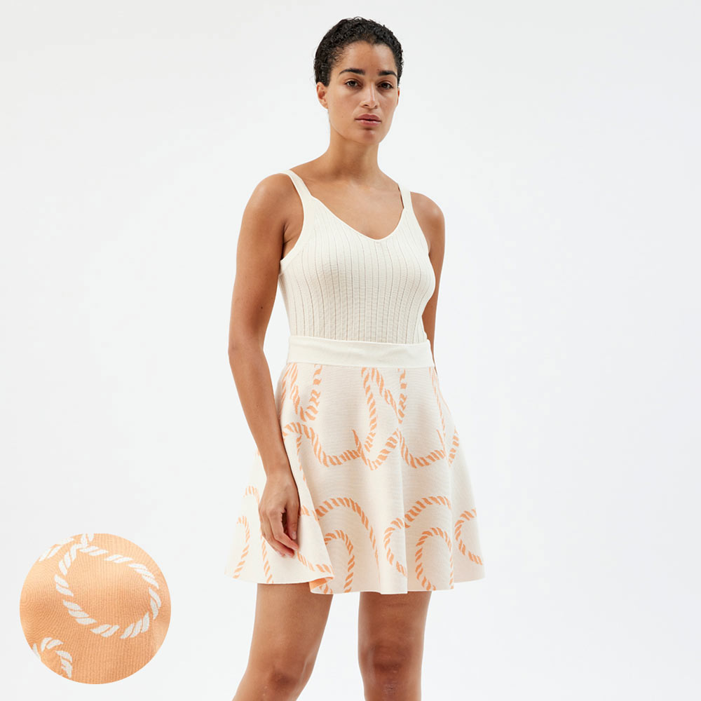 Double Knit Short Skirt, Apricot/Ecru, hi-res