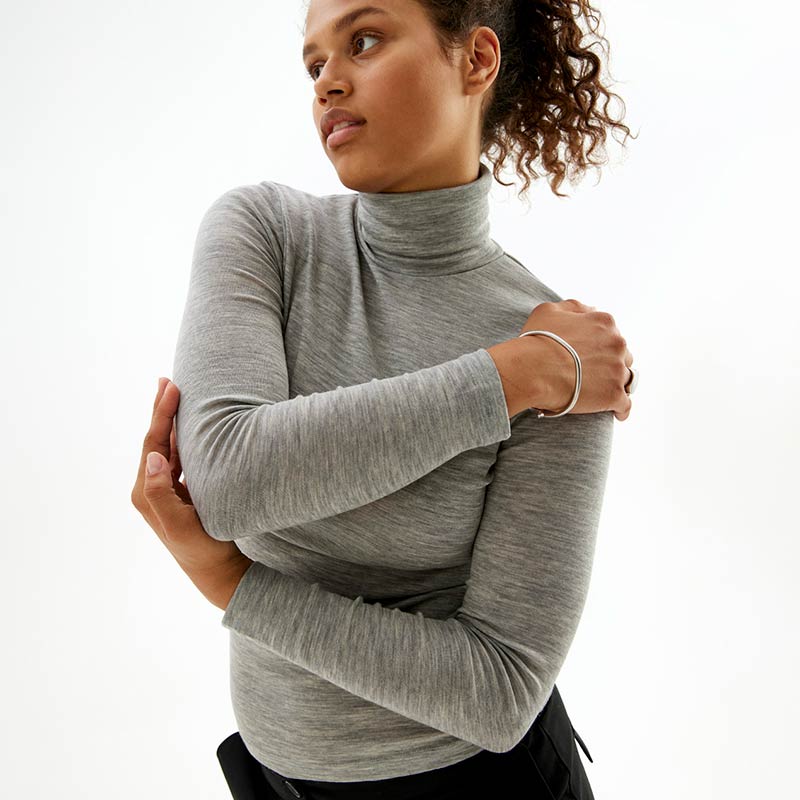 Polo Neck Wmn, Grey Melange, hi-res