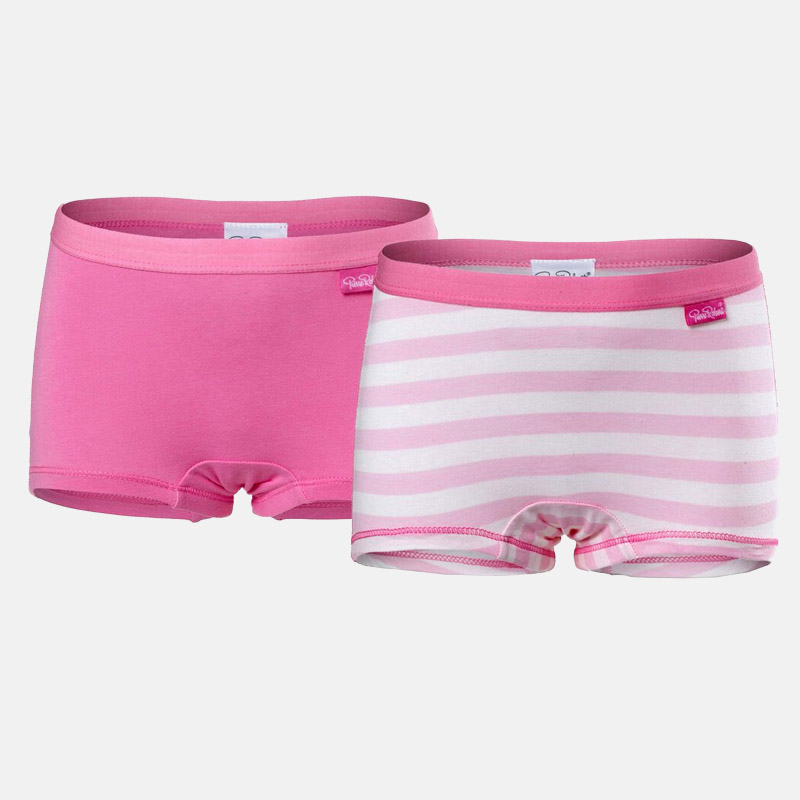 Tyttöjen luomupuuvillaiset bokserit 2-pack, PR Stripe Pink, hi-res