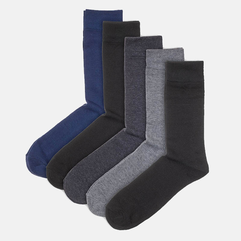 Basic luomupuuvillaiset sukat 5-pack, Grey, hi-res