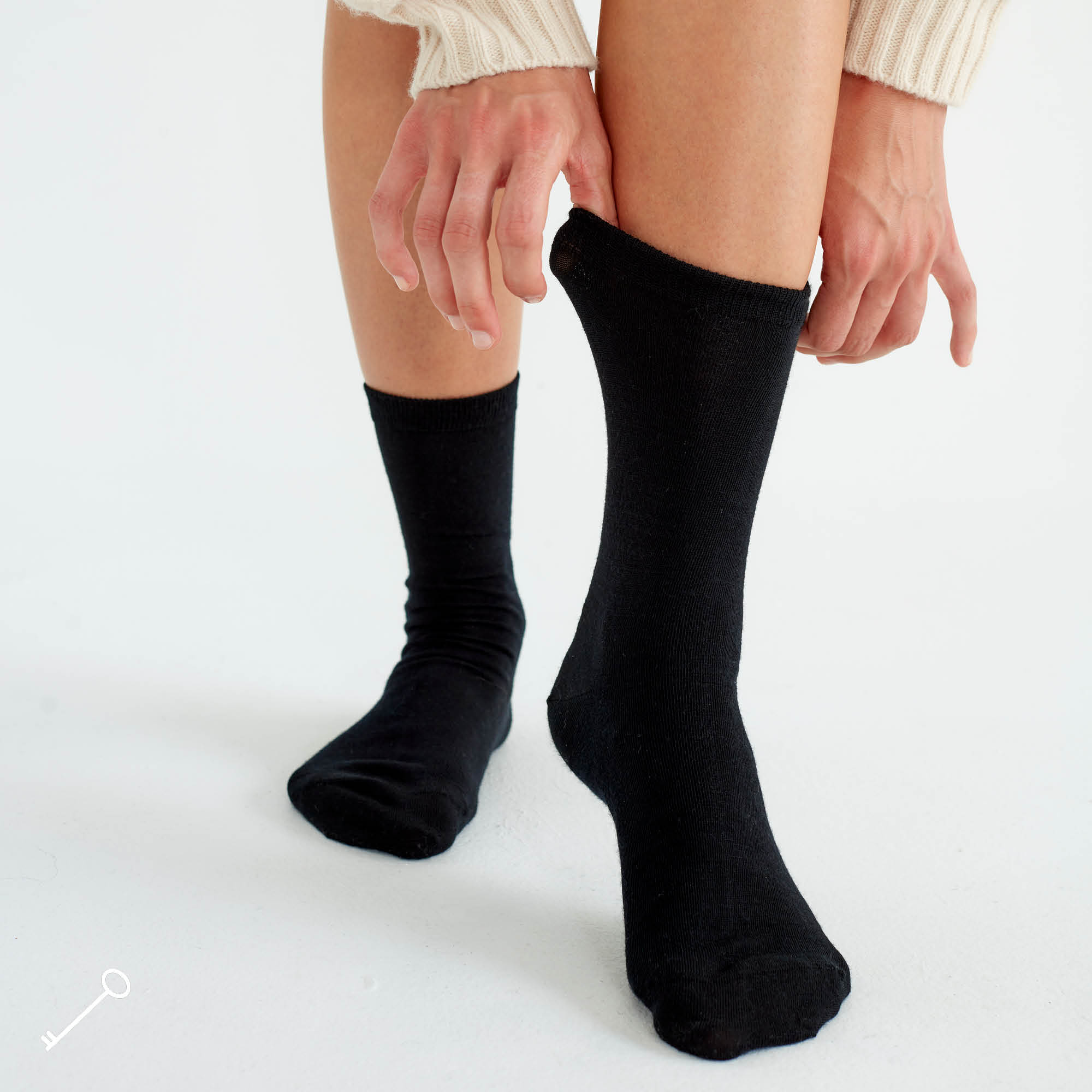 Merino Wool Sock Wmn, Black, hi-res