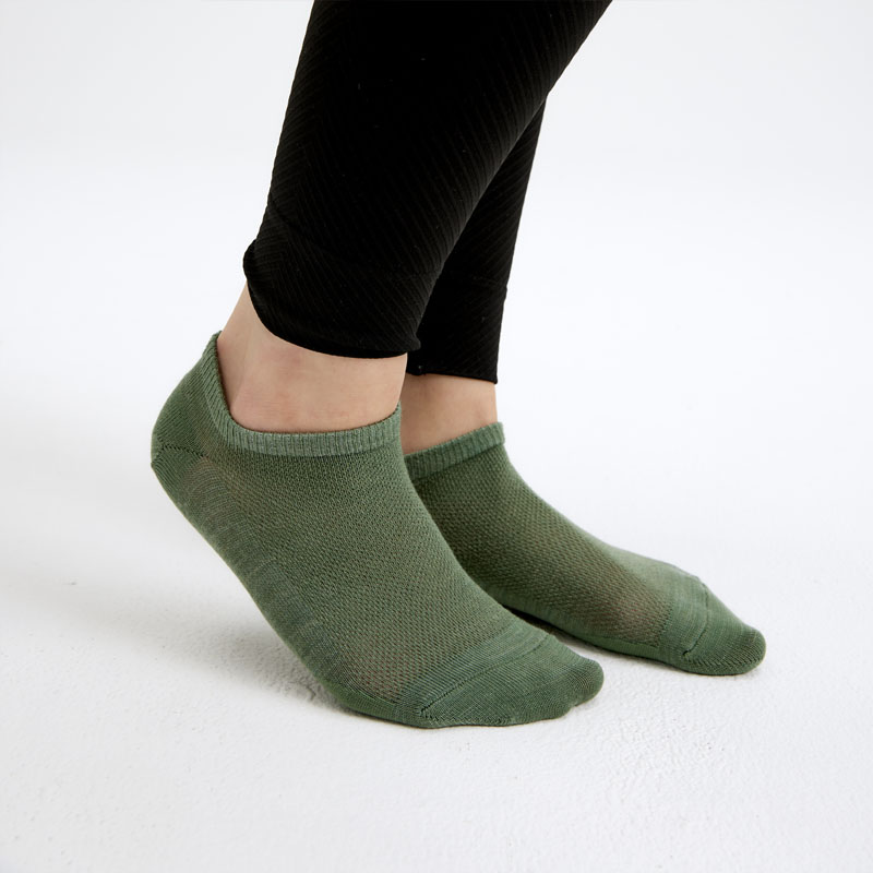 Wool LowCut Socks X2 Wm, Olive Melange, hi-res